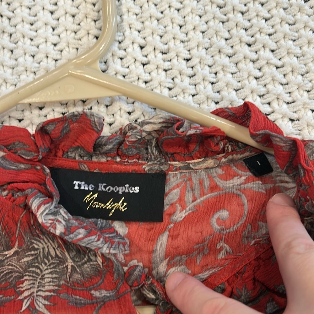 The Kooples Birdy Floral Print Silk Shift Red Dress Womens 1